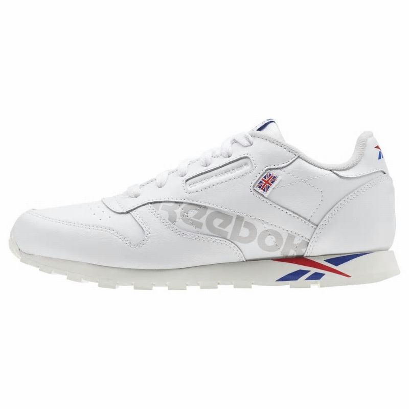 Tenisi Reebok Classic Leather Fete Albi/Albastru Regal/Rosii Romania TE9960CW